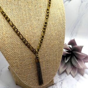 Brass Figaro Chain With Tassel Necklace.